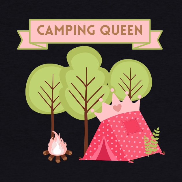 Camping Queen - white background by Tee's Tees